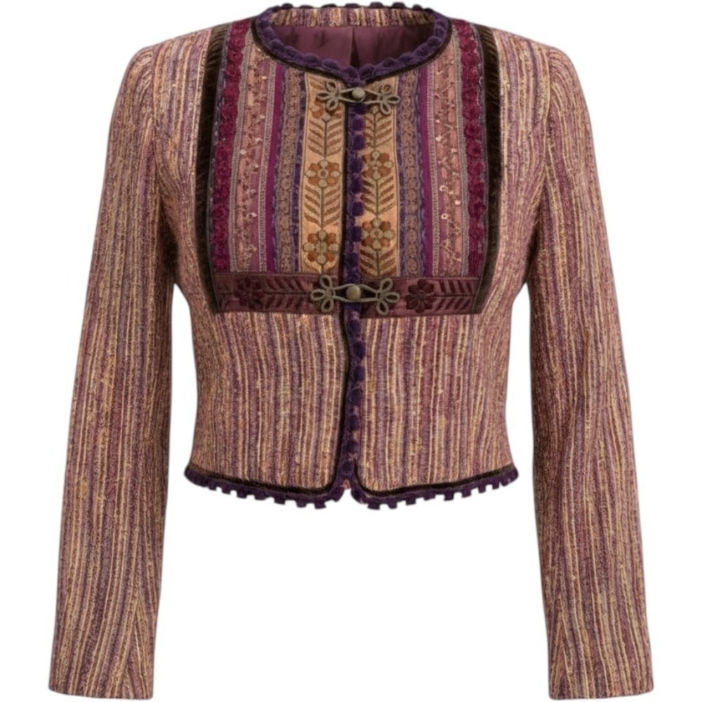 $345 Cynthia Steffe Brown/Purple Cropped Blazer, Size 2, NWT - Picture 1 of 9